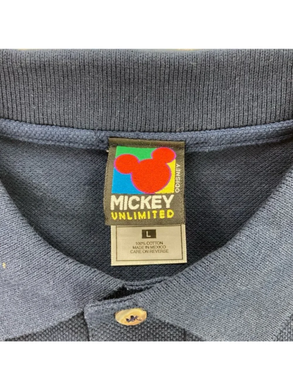 VTG Mickey Unlimited Men's Mickey Mouse Disney Golf Polo Navy Blue • Large